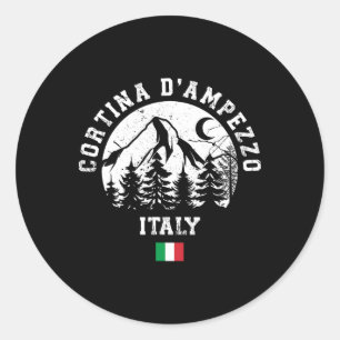 Adesivo Redondo Cortina D'ampezzo Itália Alpes Ski Resort Alpi