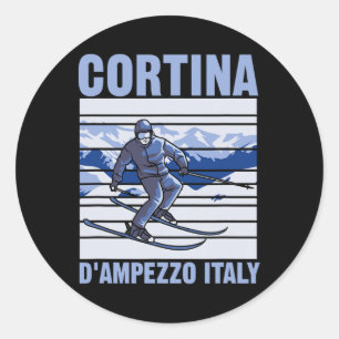 Adesivo Redondo Cortina D'ampezzo Itália Esqui 