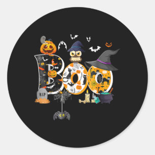 Adesivo Redondo Coruja Assustadora de Abóbora Fantasma Halloween D
