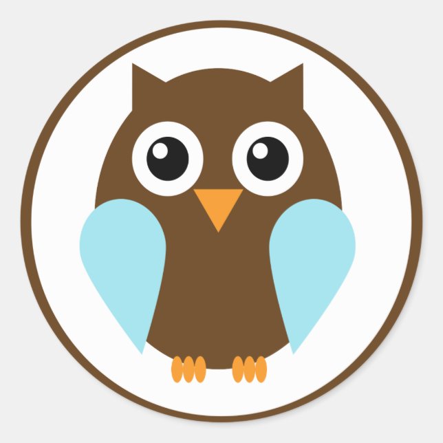 Adesivo Redondo Coruja Azul (Frente)