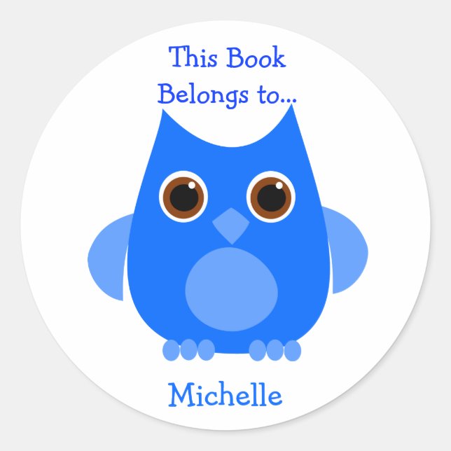 Adesivo Redondo Coruja Azul (Frente)