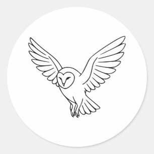 Adesivo Redondo Coruja-barnarda em Arte de Linha de Voo