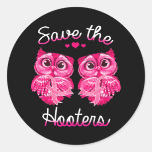 Adesivo Redondo Coruja da Consciência do Cancer Mama Os Hooters Sã