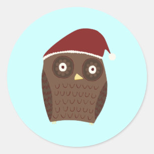 Adesivo Redondo Coruja de Natal