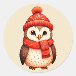 Adesivo Redondo Coruja de varetas de Natal maravilhosa