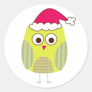 Adesivo Redondo Coruja em Papai Noel