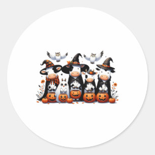Adesivo Redondo Coruja Fantasma Vaca Animais do Dia das Bruxas Vac