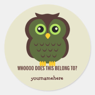 Adesivo Redondo Coruja Fantástica PERTENCE A Vinheiros