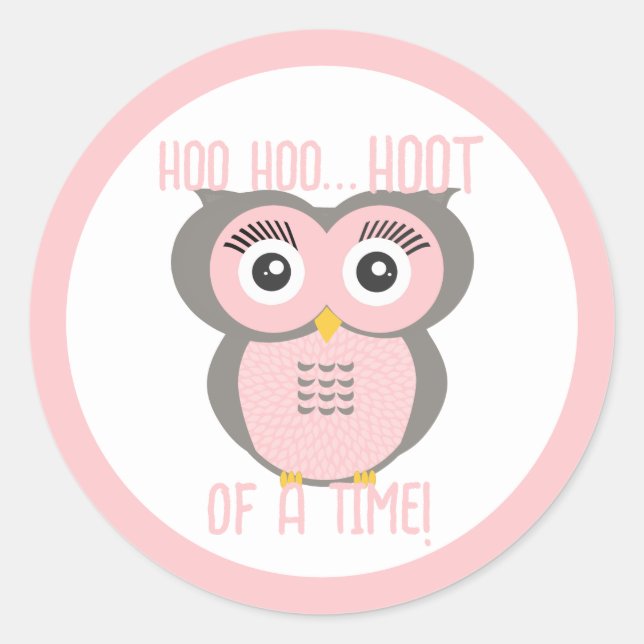 Adesivo Redondo Coruja Geométrica Estilizada Roxa (Frente)