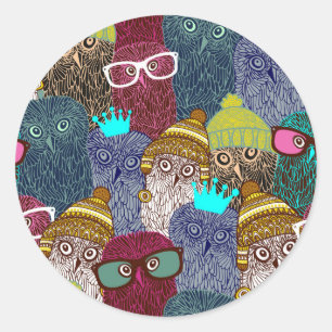 Adesivo Redondo Coruja na coroa