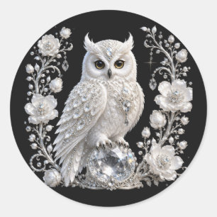 Adesivo Redondo Coruja Pérola Cristal Branco