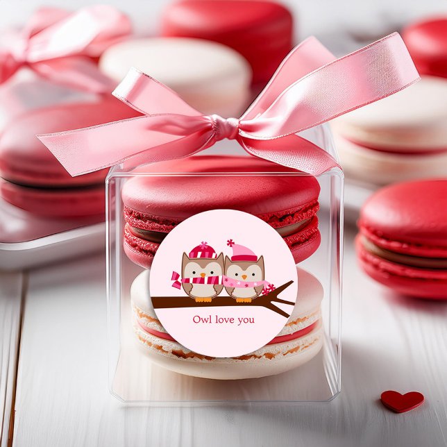 Adesivo Redondo Corujas dias de os namorados (Criador carregado)