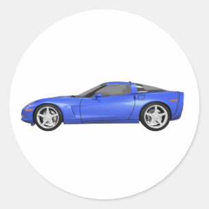 Adesivo Redondo Corvette 2008: Carro Esportivo: Término Azul: