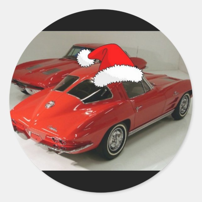 Adesivo Redondo Corvette de Natal/Tudo o que quero no Natal (Frente)