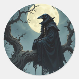 Adesivo Redondo Corvo de Halloween