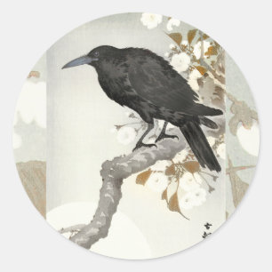 Adesivo Redondo Corvo Koson Japonês Pássaro Corvo