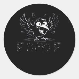 Adesivo Redondo Corvo, Retro F-Caw-F Pássaro Corvo Engraçado Corvo