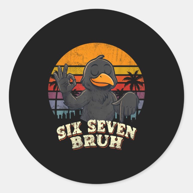 Adesivo Redondo Corvo Seis Sete Bruh 67 (Frente)