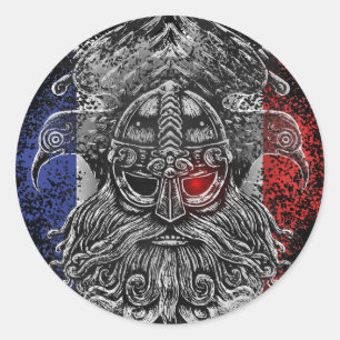 Adesivo Redondo corvos de Odin espadas Mitologia Viking França ban