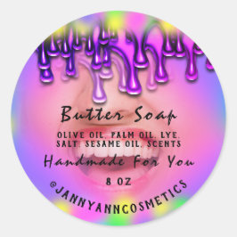 Adesivo Redondo Cosméticos de sabão de manteiga feitos à mão Sorri