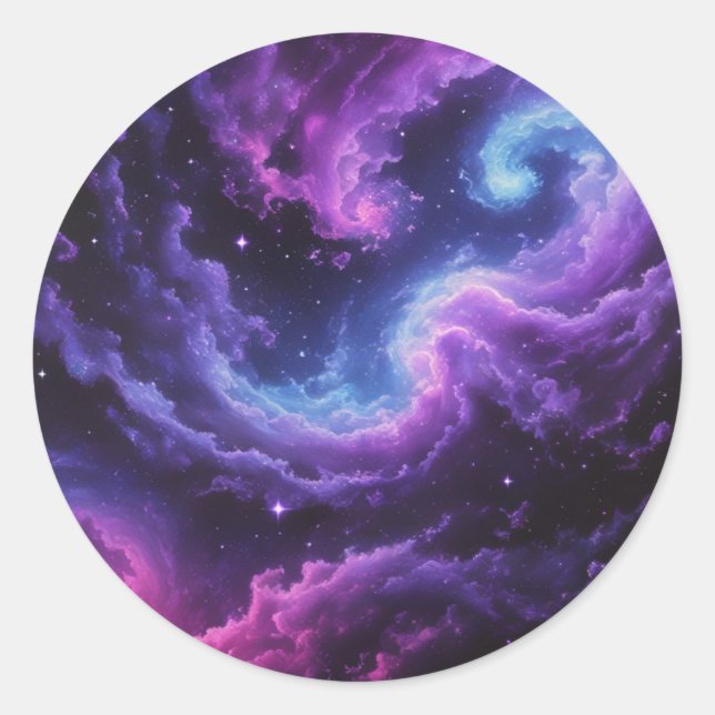 Adesivo Redondo Cosmic Galaxy Nebula Abstract Space Art Design (Frente)