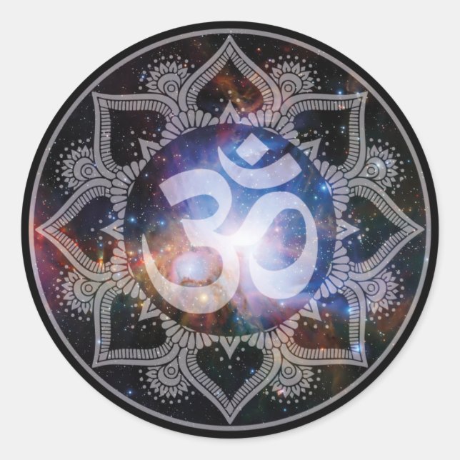 Adesivo Redondo Cosmic Om Mandala (Frente)