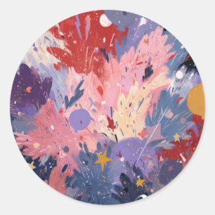 Adesivo Redondo Cosmic Party Abstract Explosion