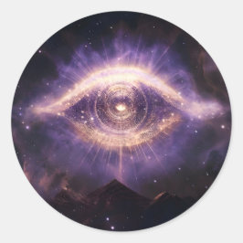 Adesivo Redondo Cosmic Third Eye Awakening - Spiritual Awareness