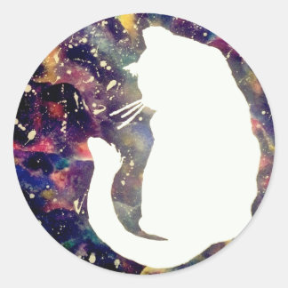 Adesivo Redondo Cosmos Cat Sticker