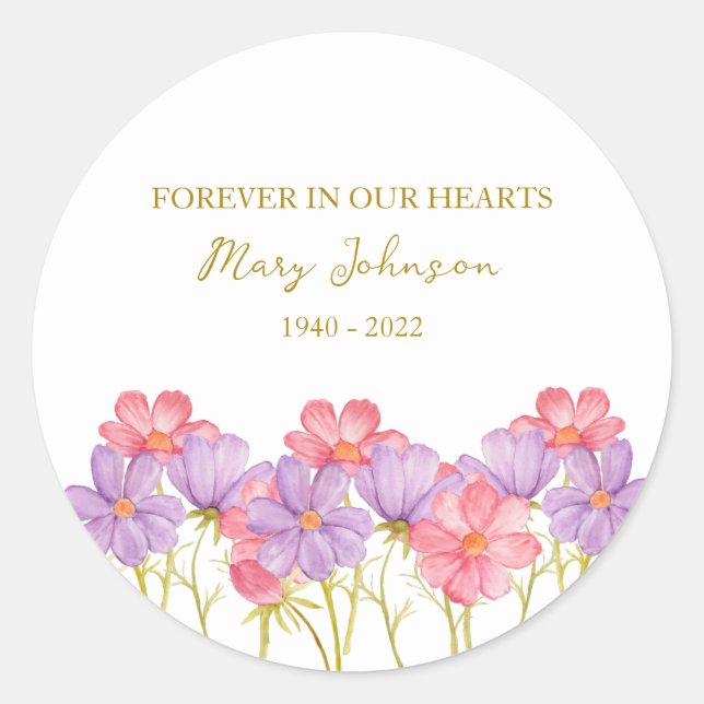 Adesivo Redondo Cosmos Memorial Funeral Classic Round Sticker (Frente)