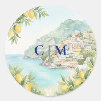Adesivo Redondo Costa Amalfitana Amore Casamento Itália