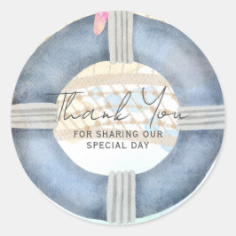 Adesivo Redondo Costa de Casamento de Praia de Destino