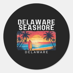 Adesivo Redondo Costa de Delaware Homens Mulheres Surfando _1 