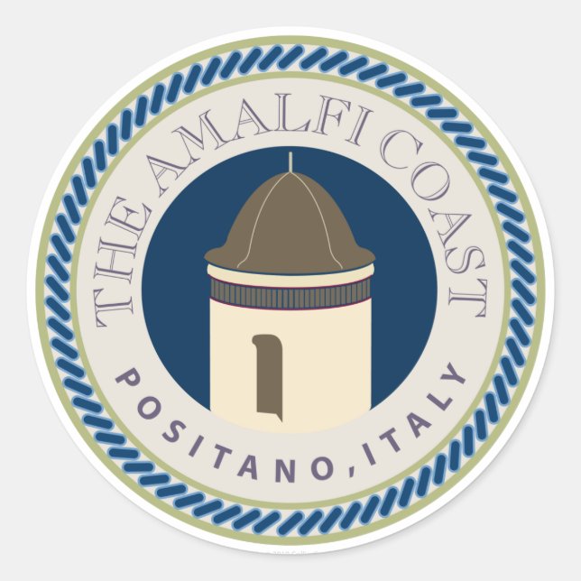 Adesivo Redondo Costa de viagem-Amalfi (Frente)