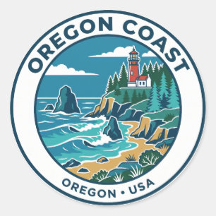 Adesivo Redondo Costa do Oregon EUA