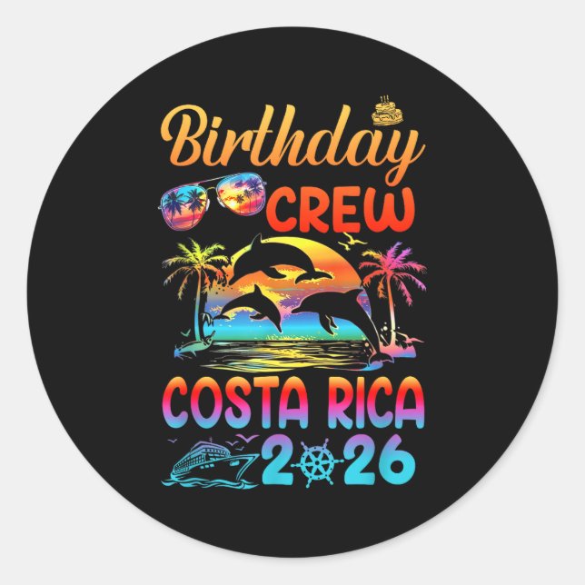 Adesivo Redondo Costa Rica Birthday Trip Vacation 2026 Matching Gr (Frente)