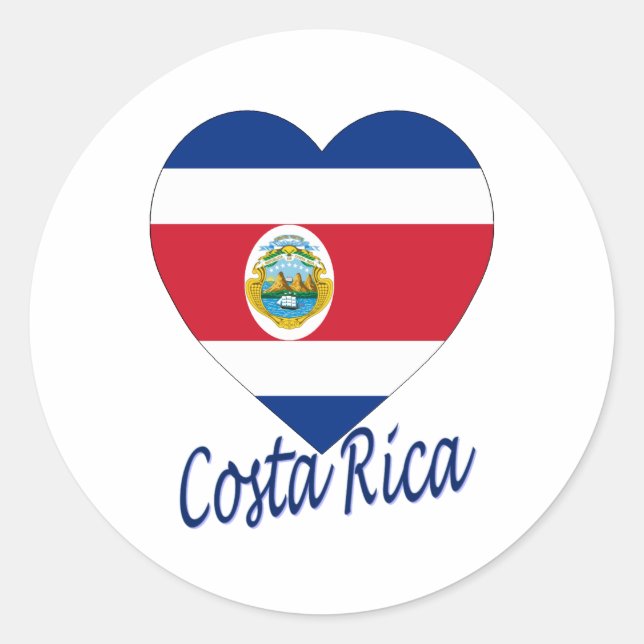 Adesivo Redondo Costa Rica Flag Heart (Frente)