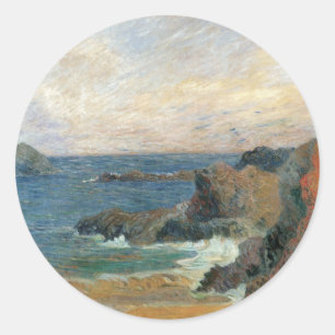 Adesivo Redondo Costa Rochosa de Paul Gauguin, Impressionismo Vint