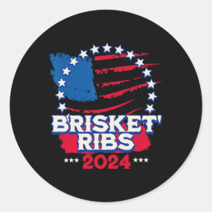 Adesivo Redondo Costelas De Brisket De Churrasco Engraçadas Patrió