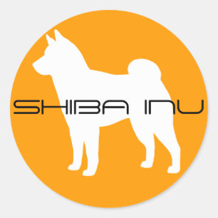 Adesivo Redondo Costume da silhueta da raça do cão de SHIBA INU