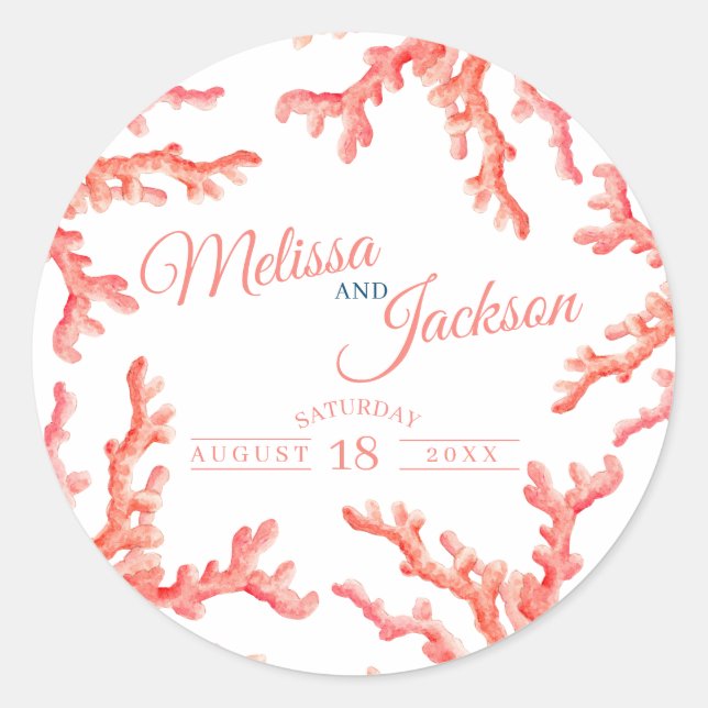 Adesivo Redondo Costume de casamento de cordas d'água vivas (Frente)