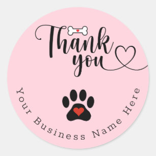 Adesivo Redondo Costura De Cachorros Personalizada Obrigado Vinhet