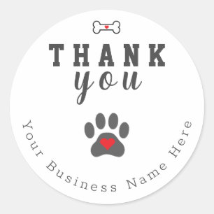 Adesivo Redondo Costura De Cachorros Personalizada Obrigado Vinhet