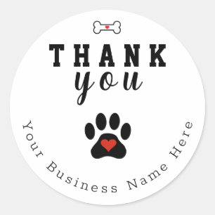 Adesivo Redondo Costura De Cachorros Personalizada Obrigado Vinhet