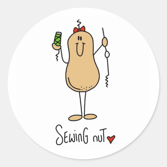 Adesivo Redondo Costura de T-shirts e presente (Frente)