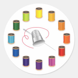 Adesivo Redondo Costura, Thimble, Agulha e rosca