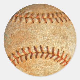 Adesivo Redondo Costura vermelha do basebol branco do vintage