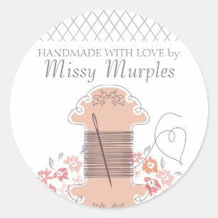 Adesivo Redondo costureira Bonito de bordado de agulha