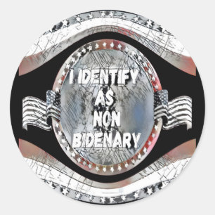 Adesivo Redondo Cota Anti Joe Biden, Eu Identifico Como Não-Bidená