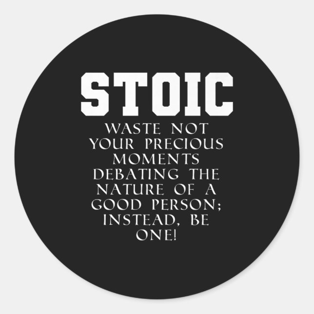 Adesivo Redondo Cotação Marcus Aurelius Stoic Prem (Frente)